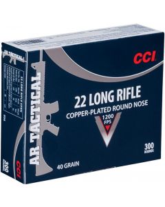 CCI AR Tactical .22LR Copper-Plated Round Nose 40gr (300 Rounds)