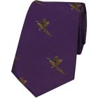 Soprano Purple Woven Silk Tie Flying Pheasants