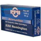 PPU .222 FMJ Boat Tail 55gr (20 Rounds)